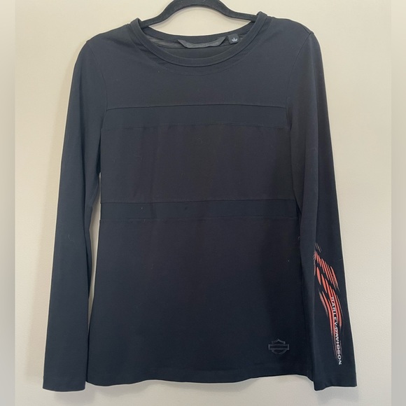 HARLEY-DAVIDSON WOMEN’S SMALL MESH STRIPE JERSEY TEE H-D MOTO COLLECTION - Picture 2 of 6